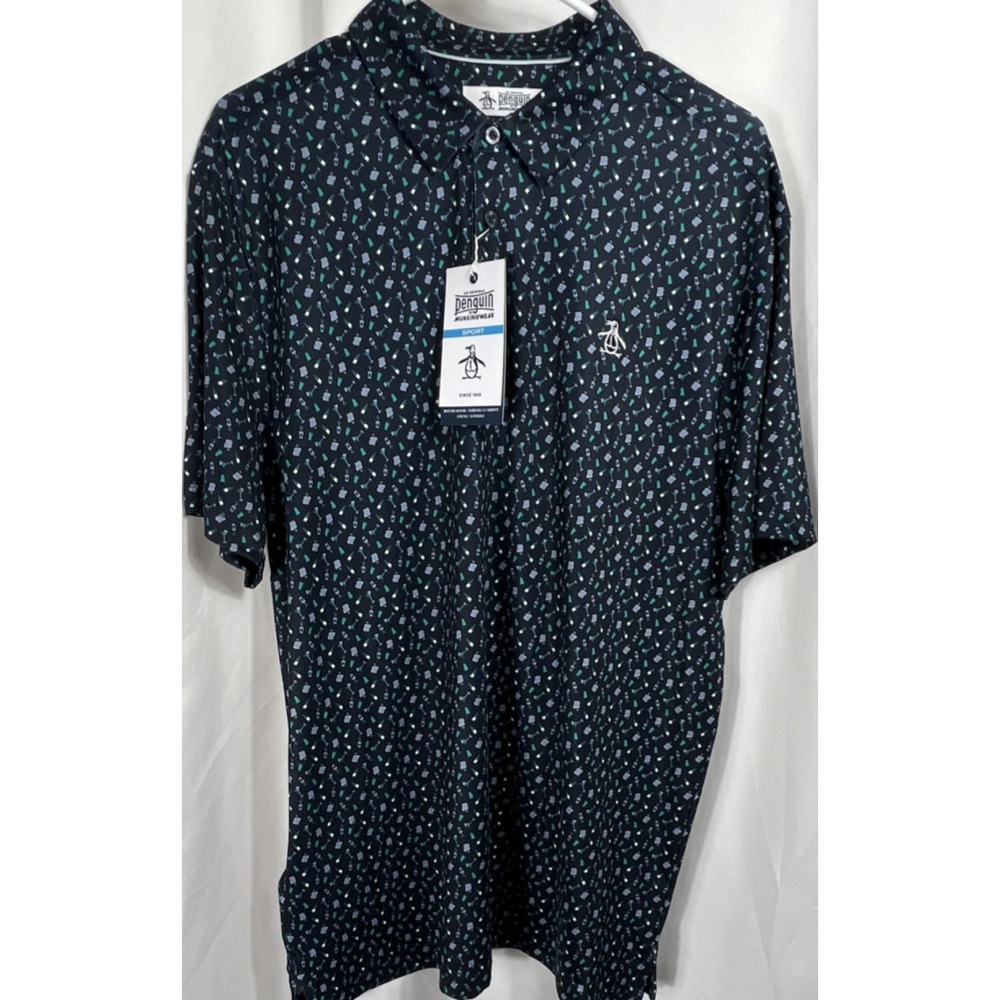 Original Penguin Sport Graphic Print Golf Polo Shirt Men's L Short Sleeve
